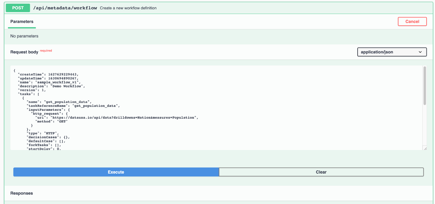 Swagger UI - Metadata - Workflow