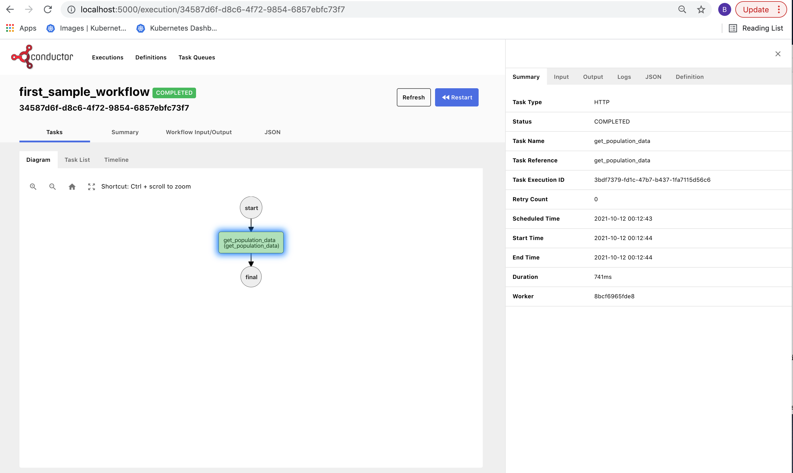 Conductor UI - Workflow Run